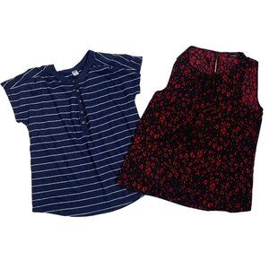 APT. 9 & Old Navy Women's Tops XS Lot of 2 Red and Black and Navy Blue Stripe